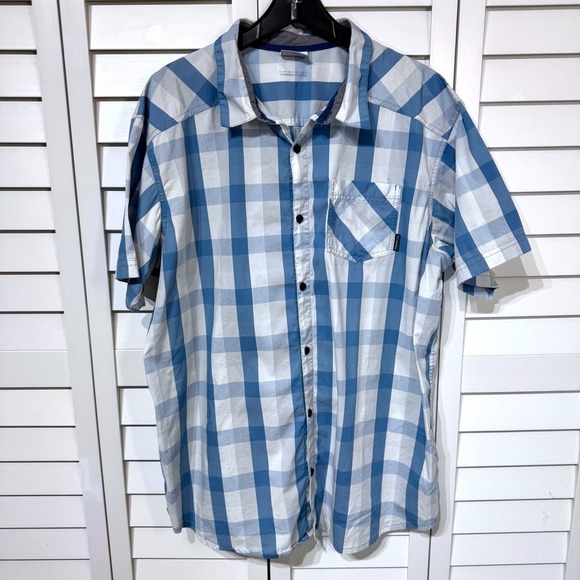 Columbia Mens Plaid Short Sleeve Button Up Shirt Omni Wick Size XXL - Picture 2 of 8